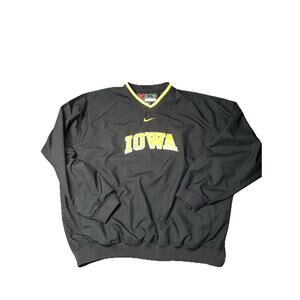 Iowa Hawkeyes Nike Black Center Swoosh Pullover Windbreaker Spellout Jacket XL
